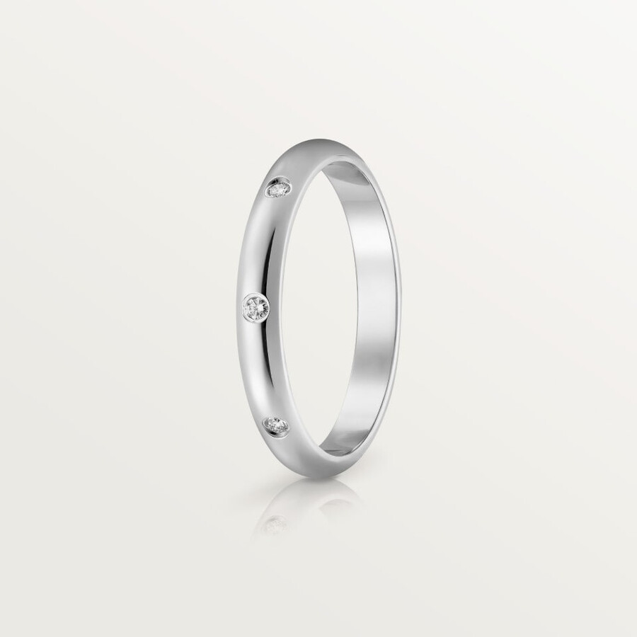 1895 wedding band 2.6 mm width 3 diamonds