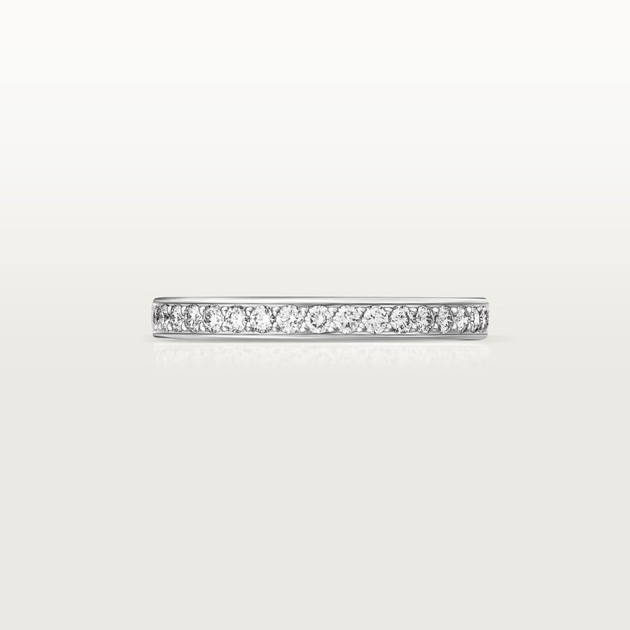 1895 wedding band 2.6 mm width half-paved