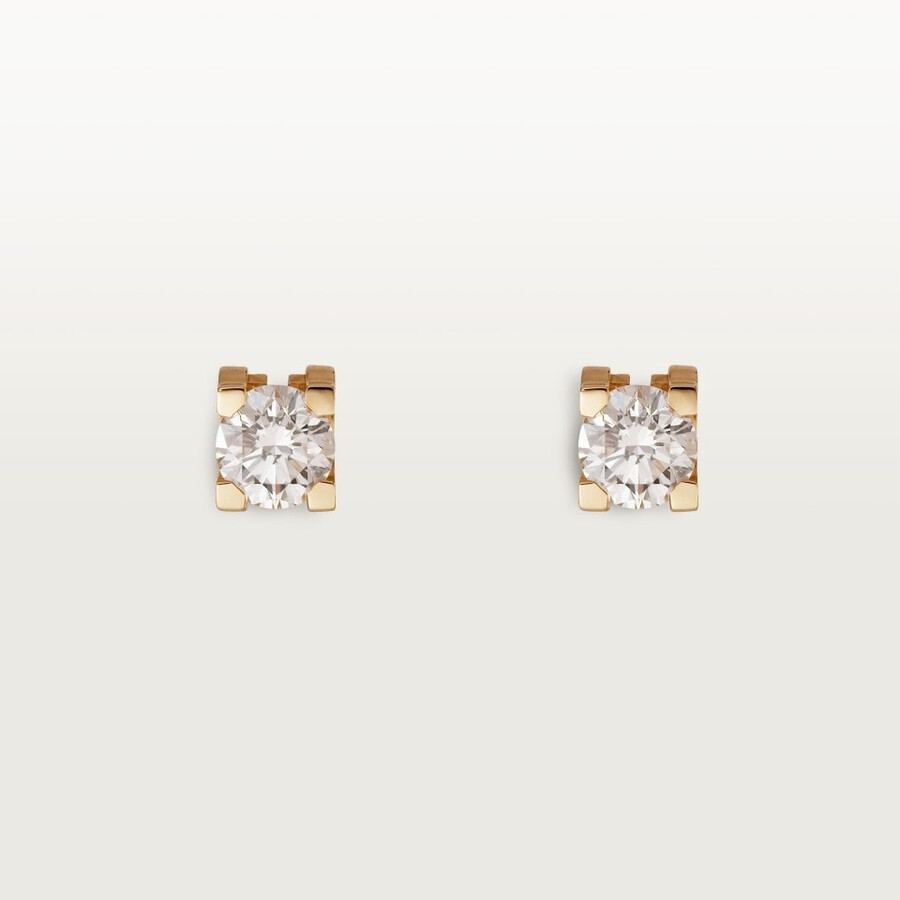 c de cartier stud earrings 2 brilliant-cut diamonds