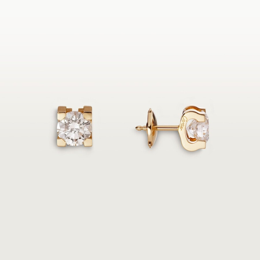 c de cartier stud earrings 2 brilliant-cut diamonds