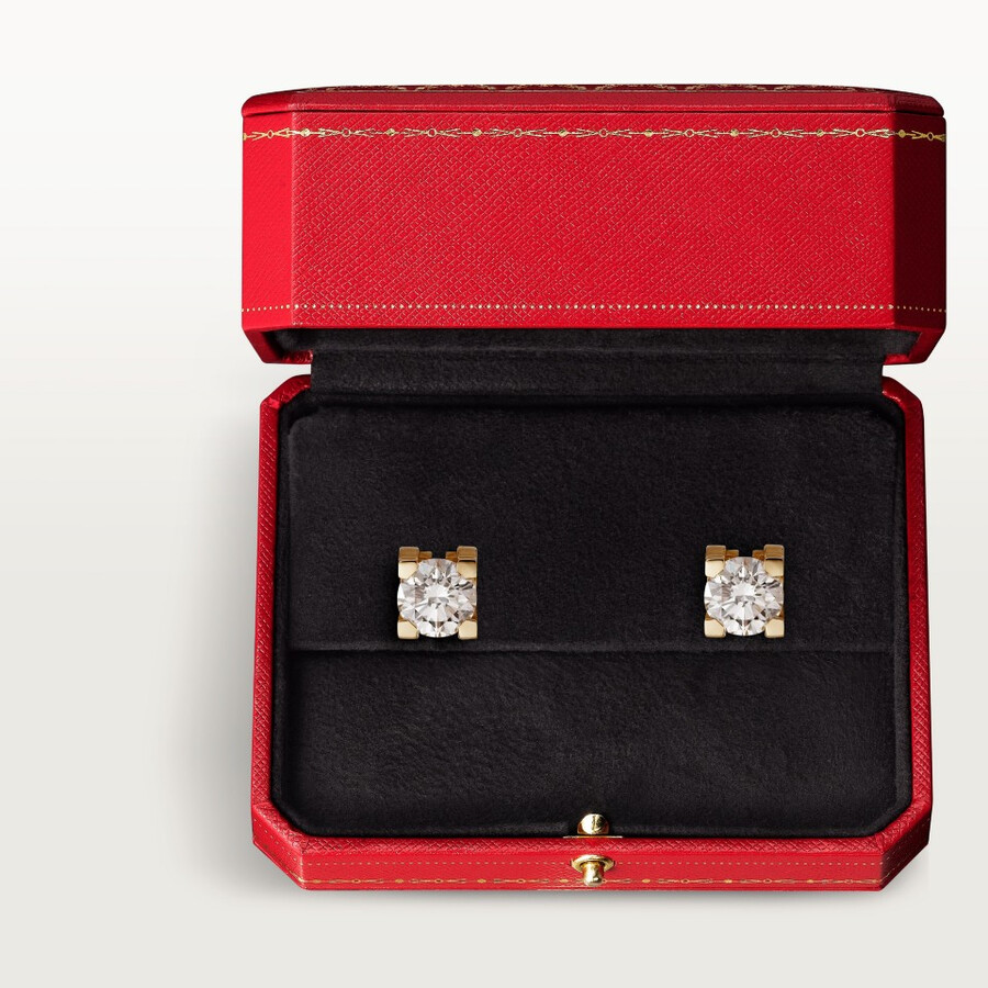c de cartier stud earrings 2 brilliant-cut diamonds