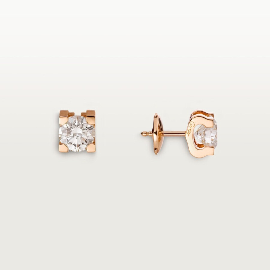 c de cartier stud earrings 2 brilliant-cut diamonds