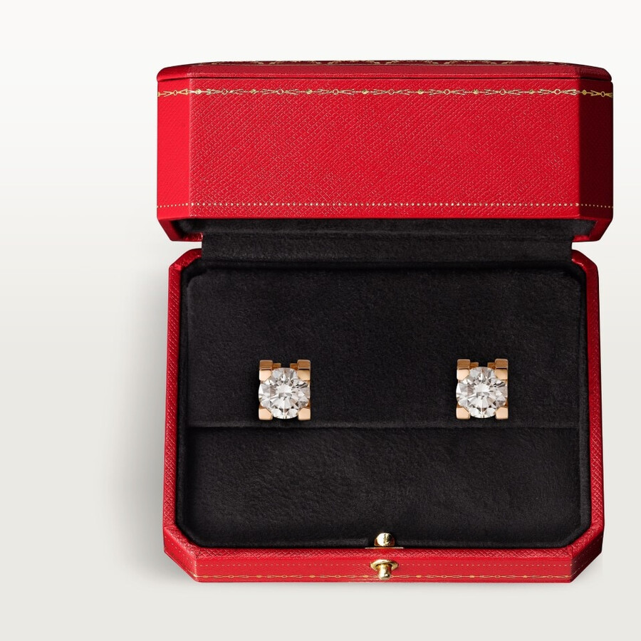 c de cartier stud earrings 2 brilliant-cut diamonds