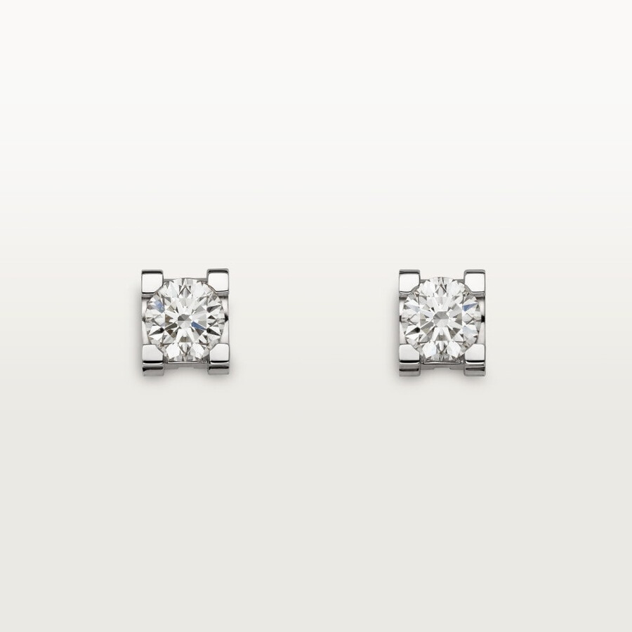 c de cartier stud earrings 2 brilliant-cut diamonds
