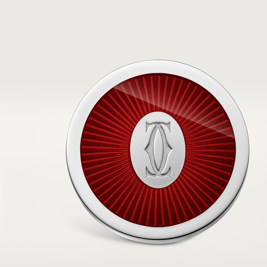 double c de cartier logo cufflinks with burgundy lacquer sunray motif