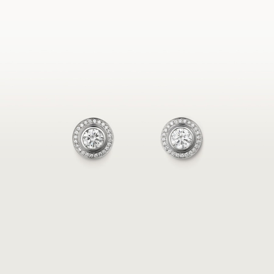cartier damour stud earrings 2 diamonds paved
