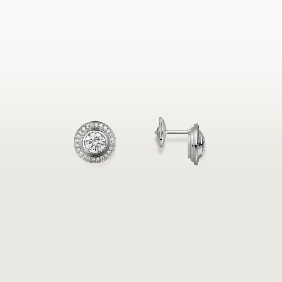 cartier damour stud earrings 2 diamonds paved