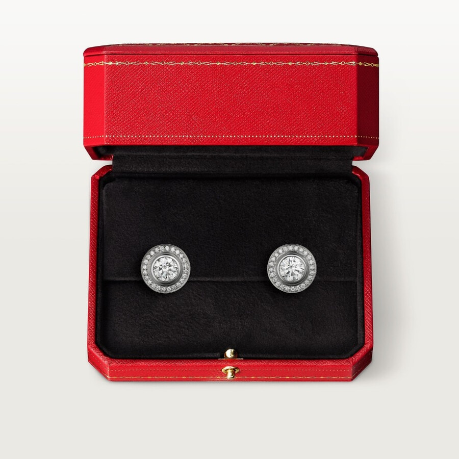 cartier damour stud earrings 2 diamonds paved