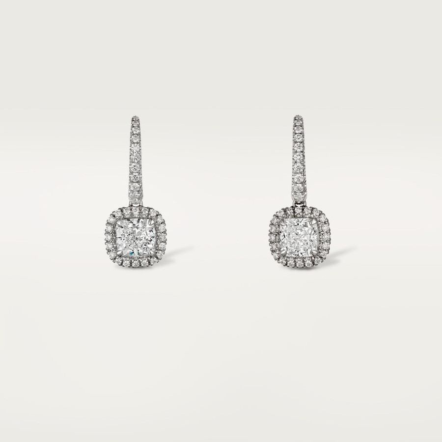 cartier destinée sleeper earrings 2 cushion-cut diamonds paved