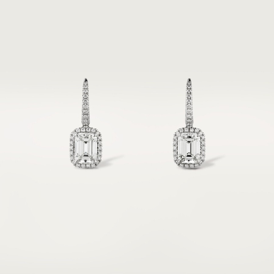 cartier destinée sleeper earrings 2 emerald-cut diamonds paved