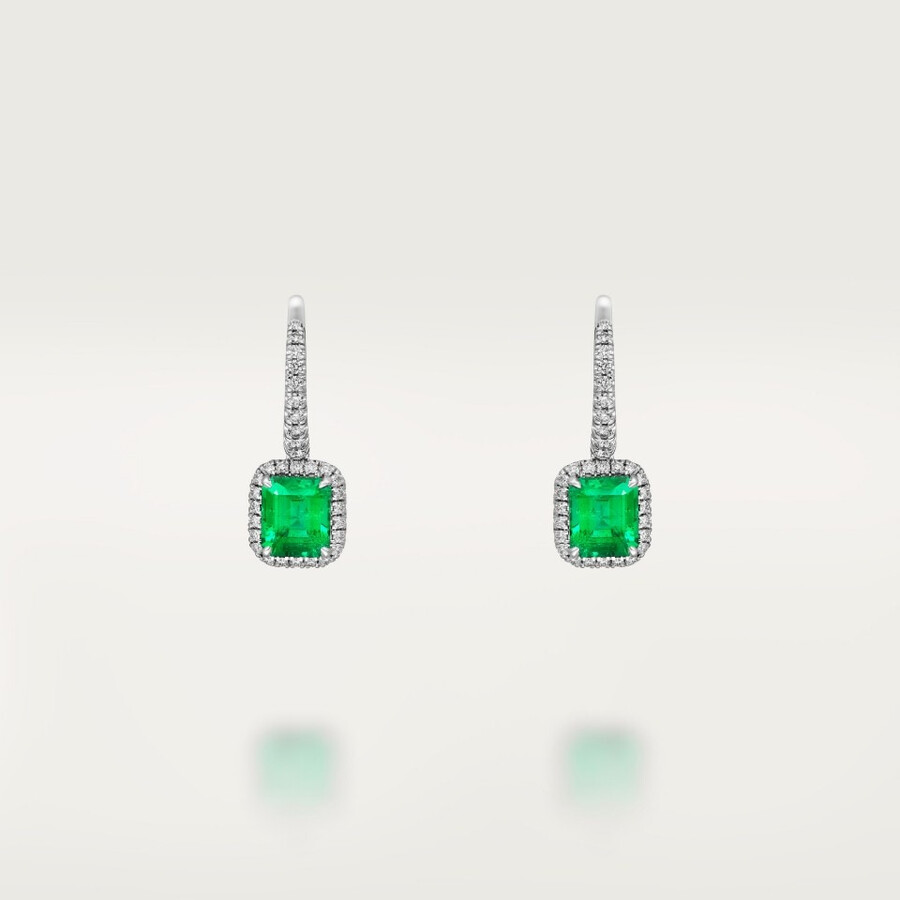 cartier destinée sleeper earrings 2 emerald-cut emeralds paved