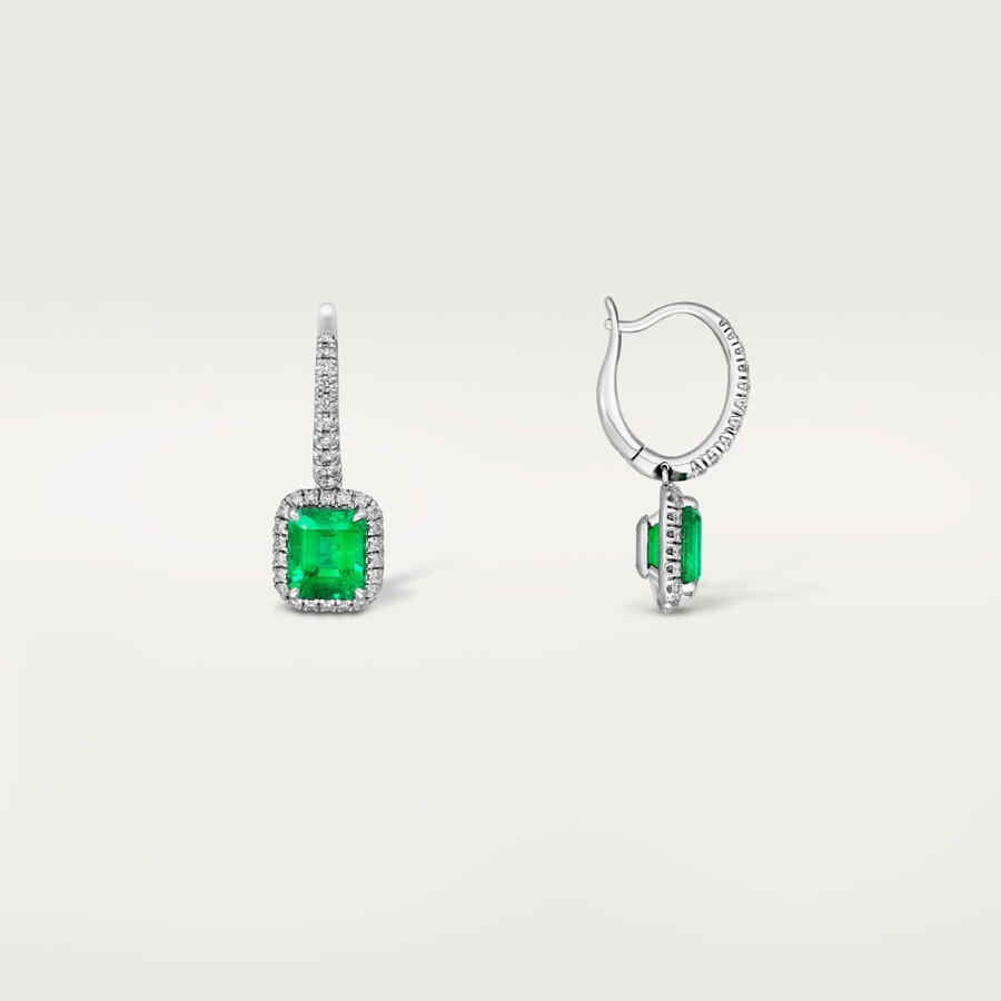 cartier destinée sleeper earrings 2 emerald-cut emeralds paved