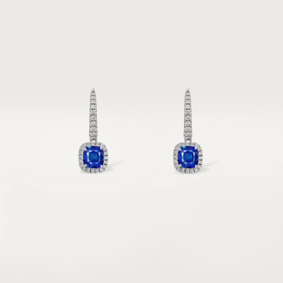 cartier destinée sleeper earrings 2 cushion-cut sapphires paved