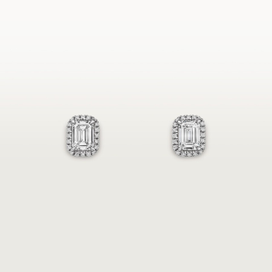 cartier destinée stud earrings 2 emerald-cut diamonds paved