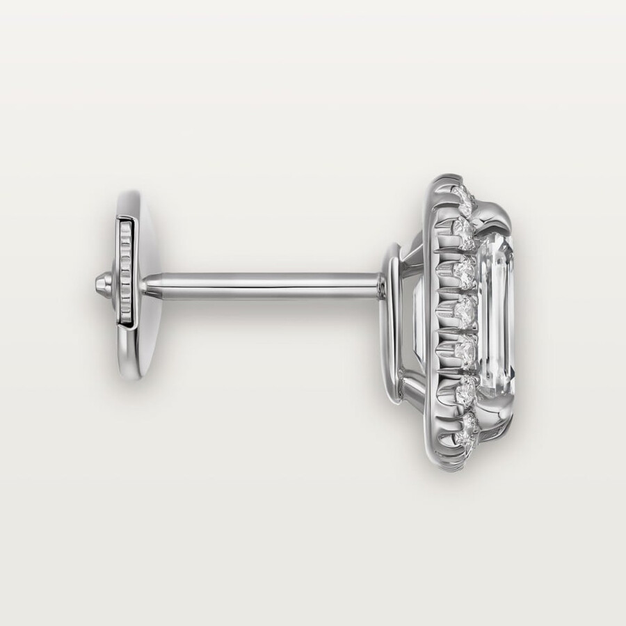 cartier destinée stud earrings 2 emerald-cut diamonds paved
