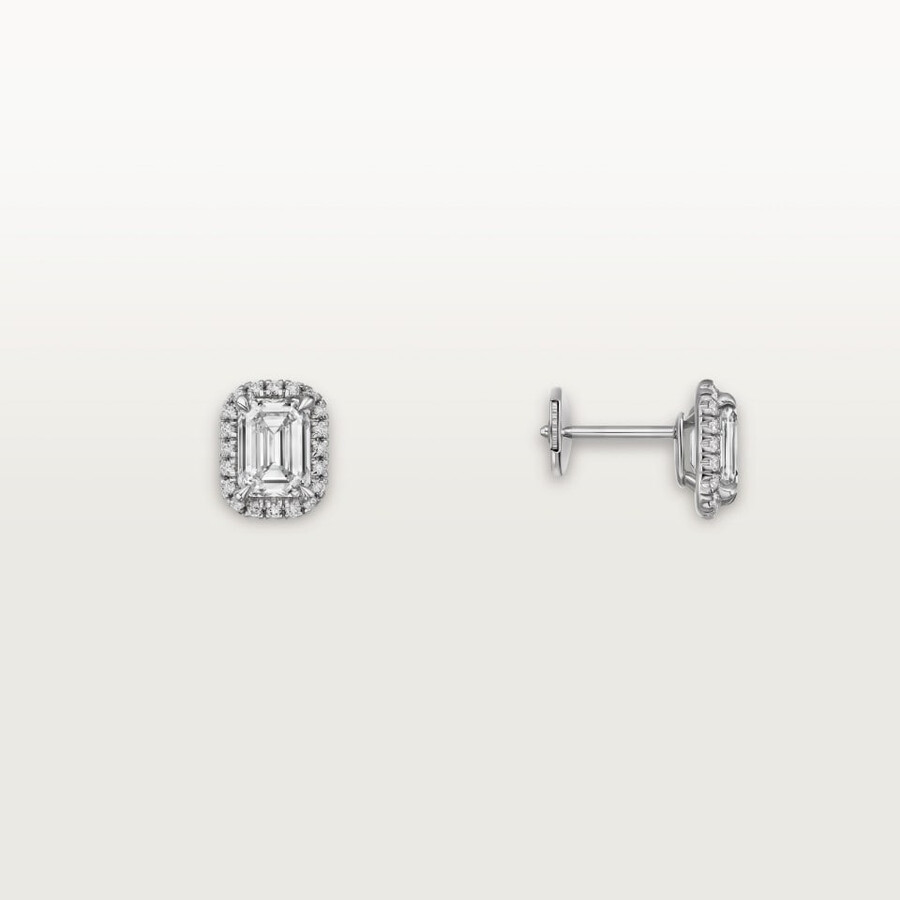 cartier destinée stud earrings 2 emerald-cut diamonds paved