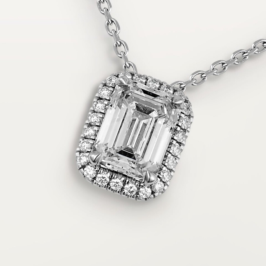 cartier destinée pendant emerald-cut diamond paved