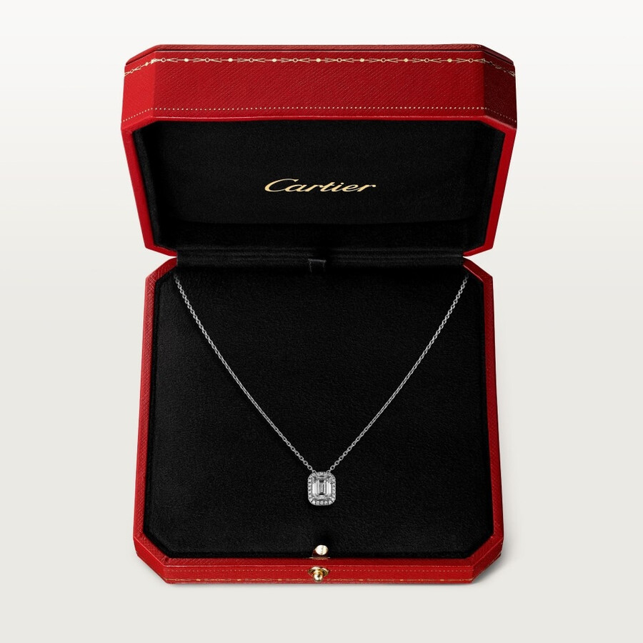 cartier destinée pendant emerald-cut diamond paved