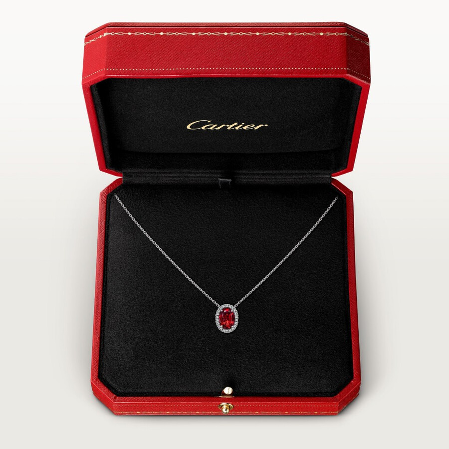 cartier destinée pendant oval-cut ruby paved