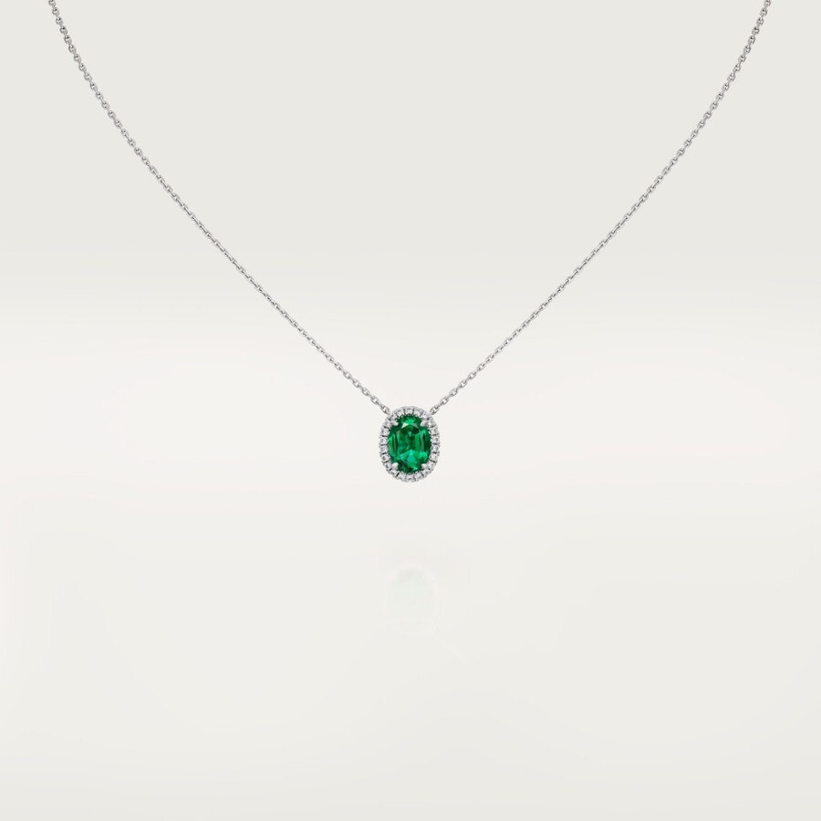 cartier destinée pendant oval-cut emerald paved