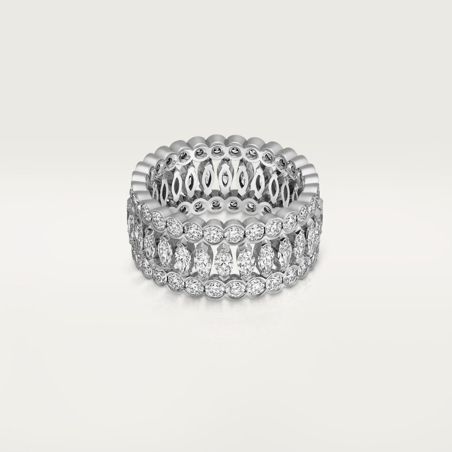 broderie de cartier ring triple row diamonds