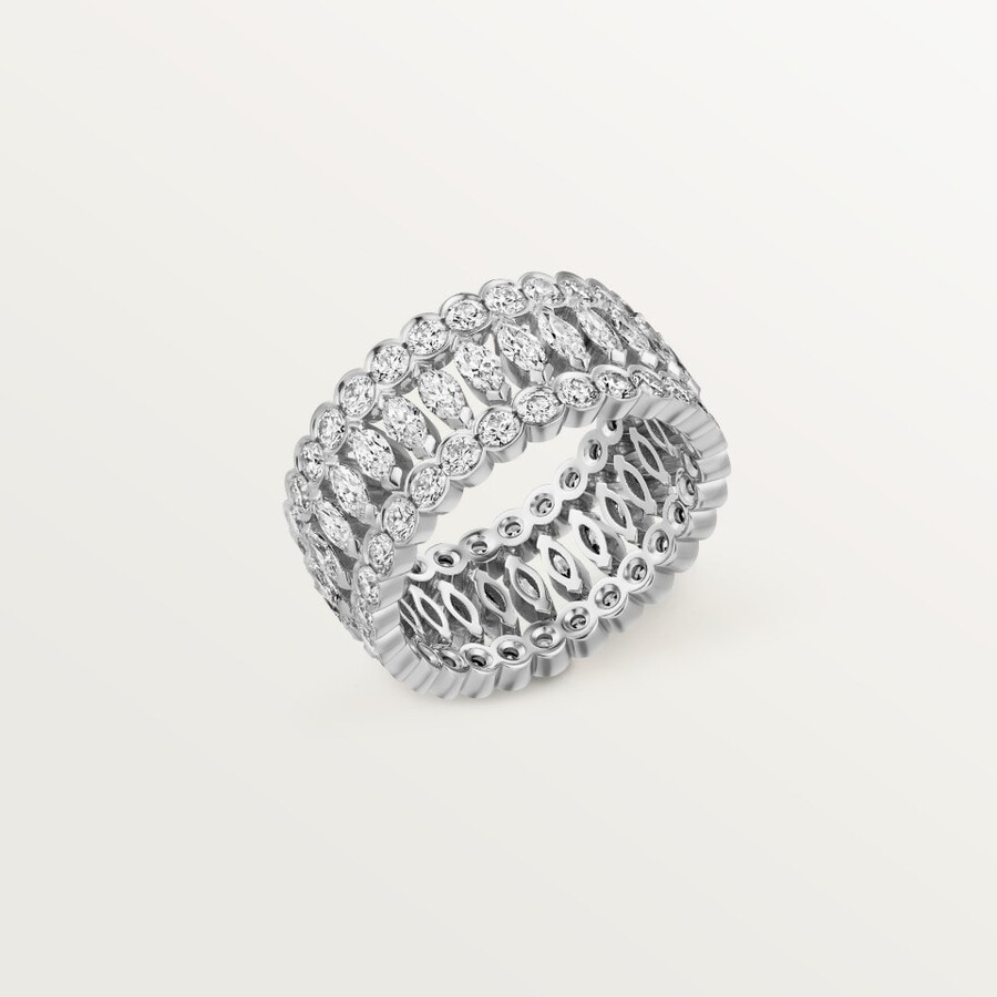 broderie de cartier ring triple row diamonds