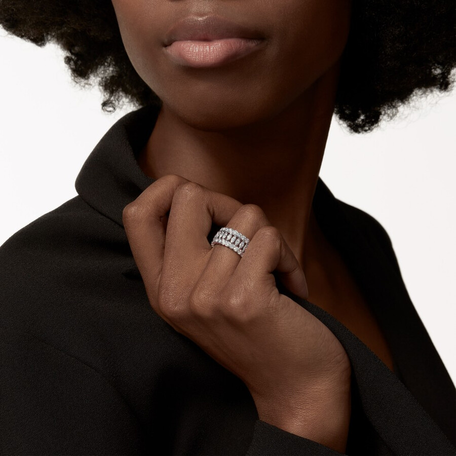 broderie de cartier ring triple row diamonds
