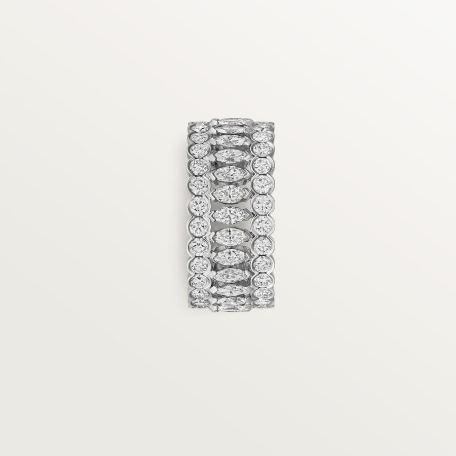 broderie de cartier ring triple row diamonds