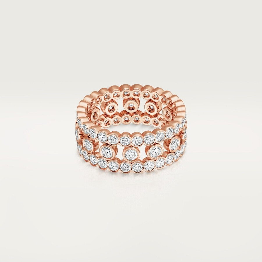 broderie de cartier ring triple row diamonds