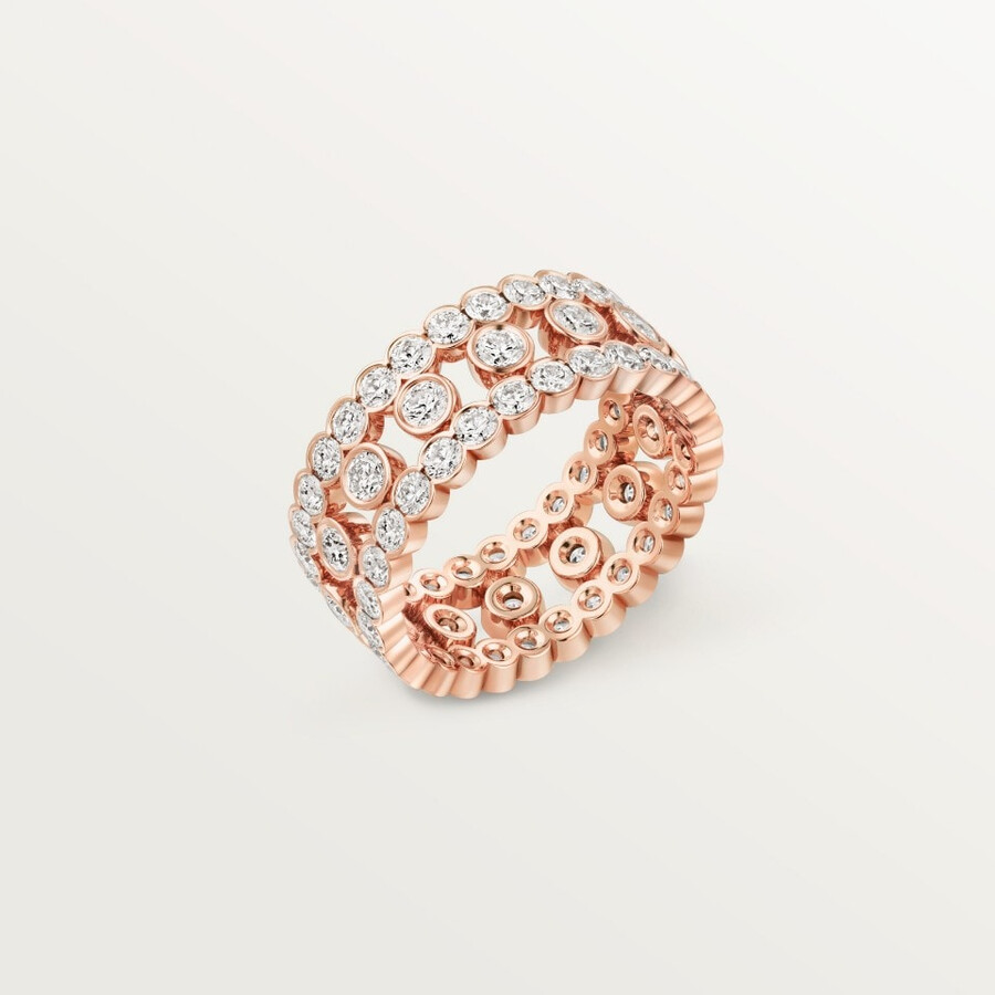 broderie de cartier ring triple row diamonds