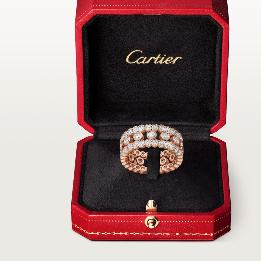 broderie de cartier ring triple row diamonds