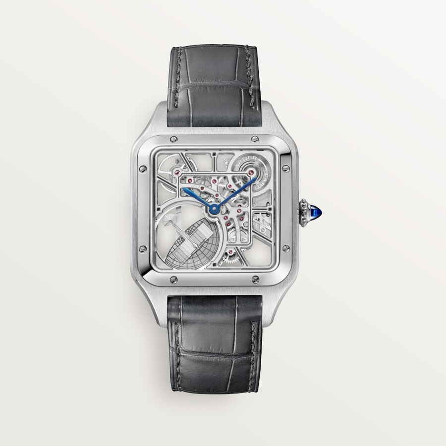 santos-dumont skeleton watch equipped with a micro-rotor