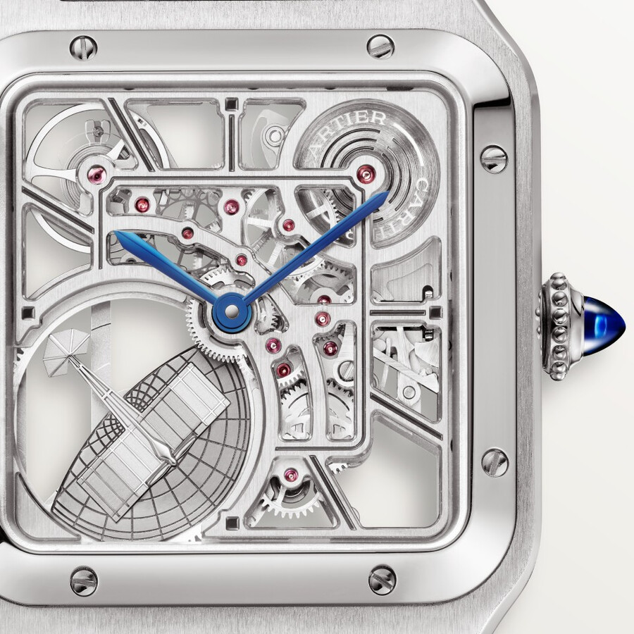 santos-dumont skeleton watch equipped with a micro-rotor