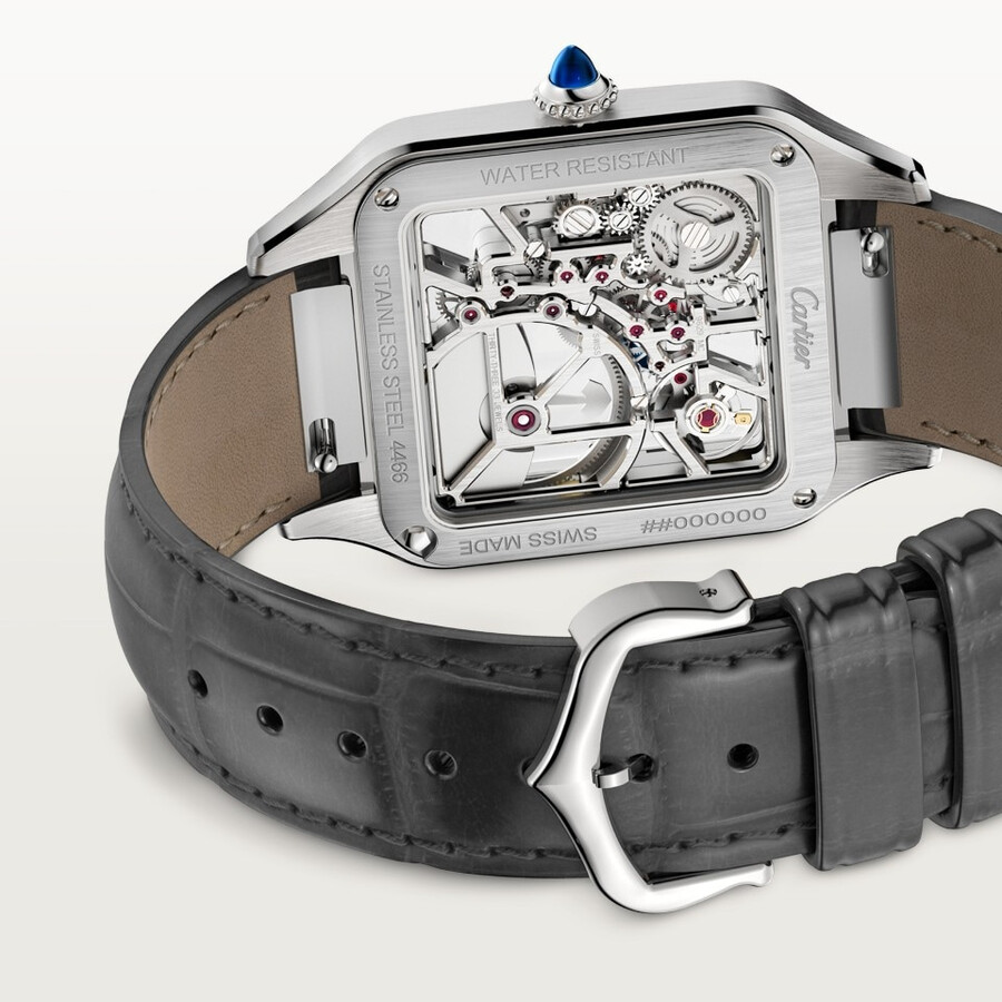 santos-dumont skeleton watch equipped with a micro-rotor