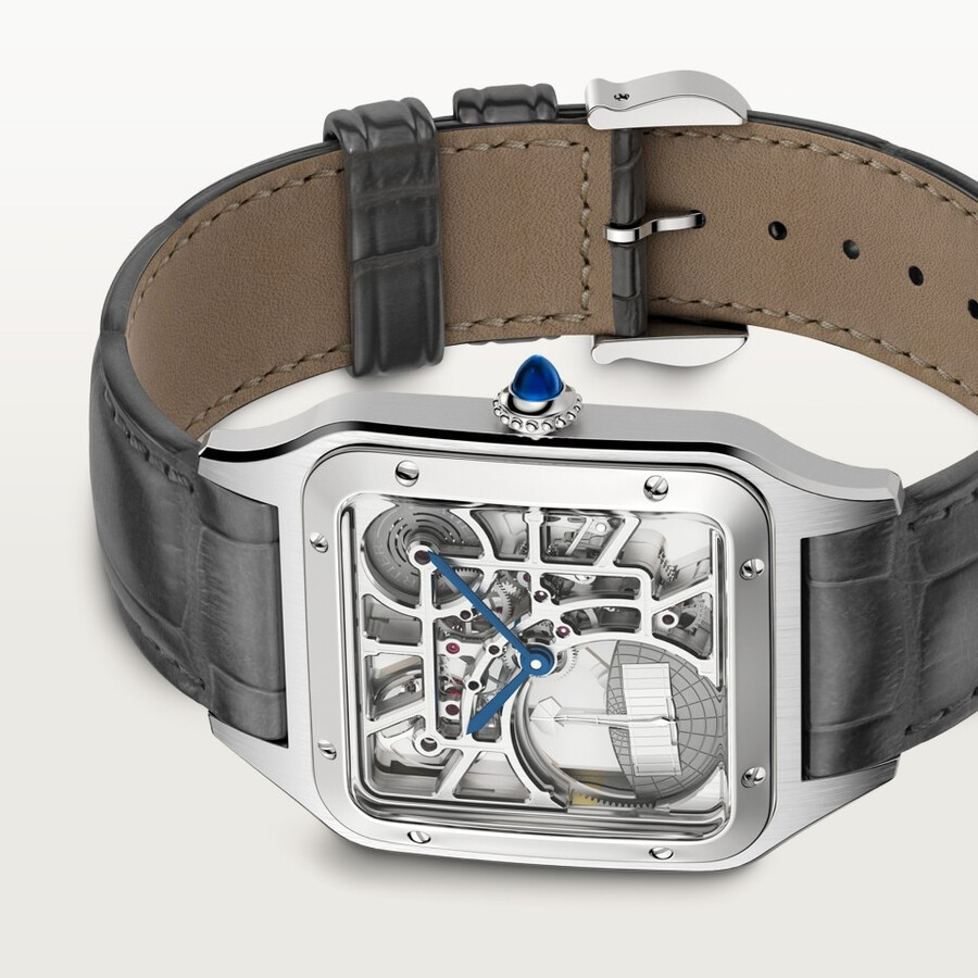 santos-dumont skeleton watch equipped with a micro-rotor
