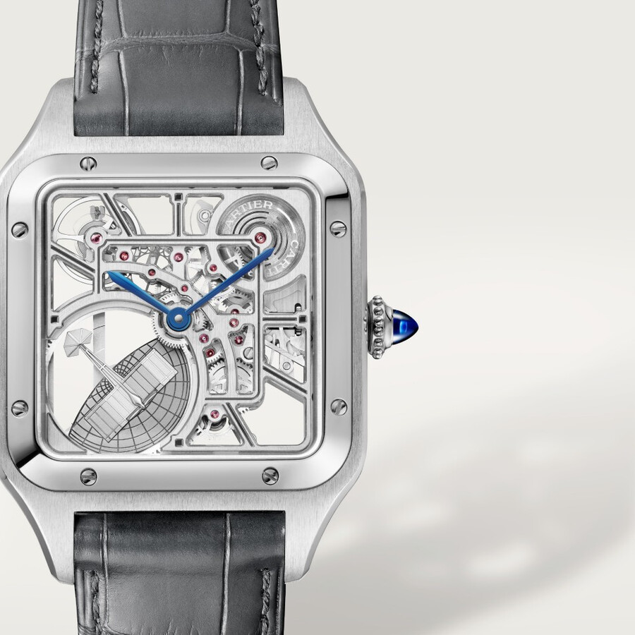 santos-dumont skeleton watch equipped with a micro-rotor