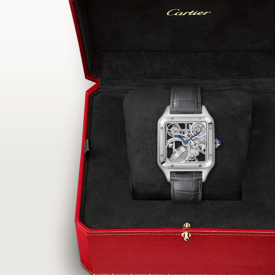 santos-dumont skeleton watch equipped with a micro-rotor