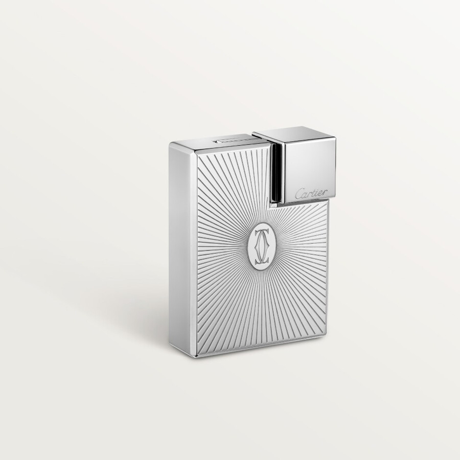 double c de cartier logo square lighter with sunray motif in palladium finish