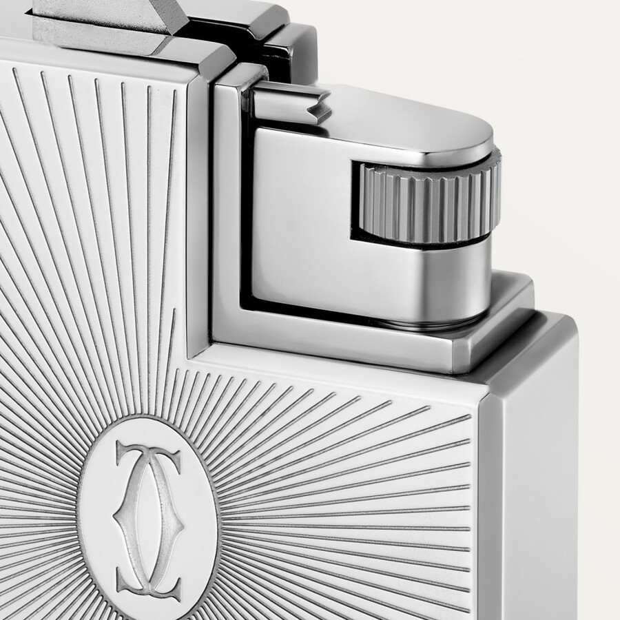 double c de cartier logo square lighter with sunray motif in palladium finish