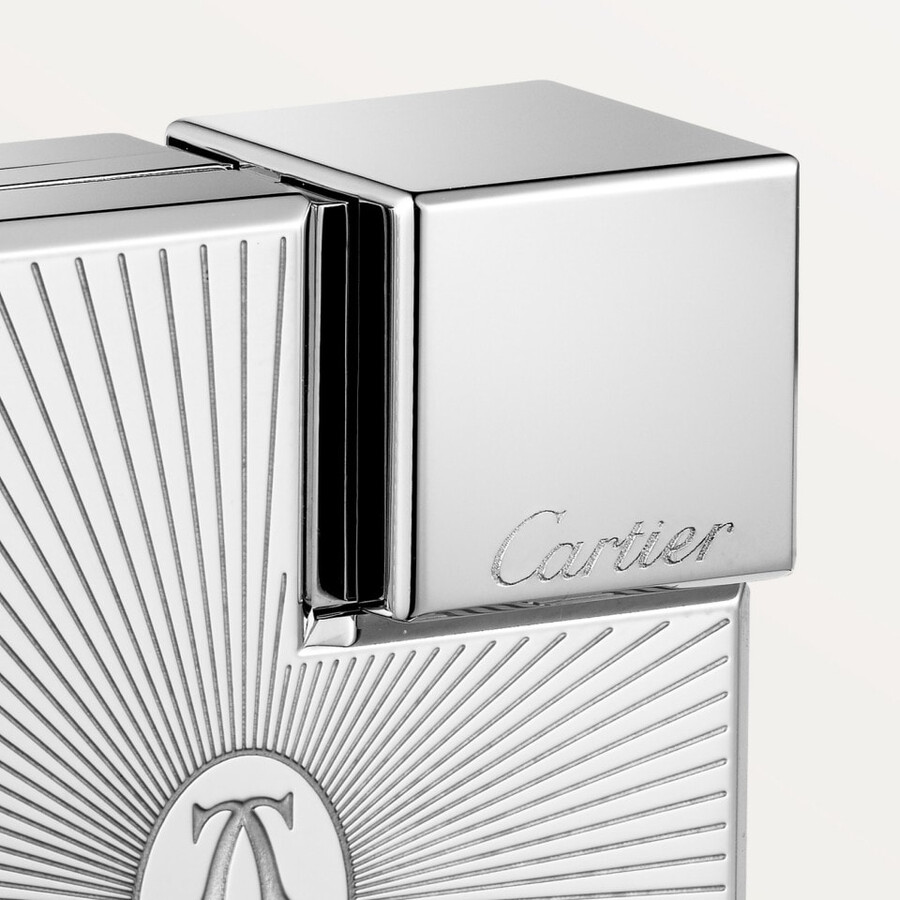 double c de cartier logo square lighter with sunray motif in palladium finish