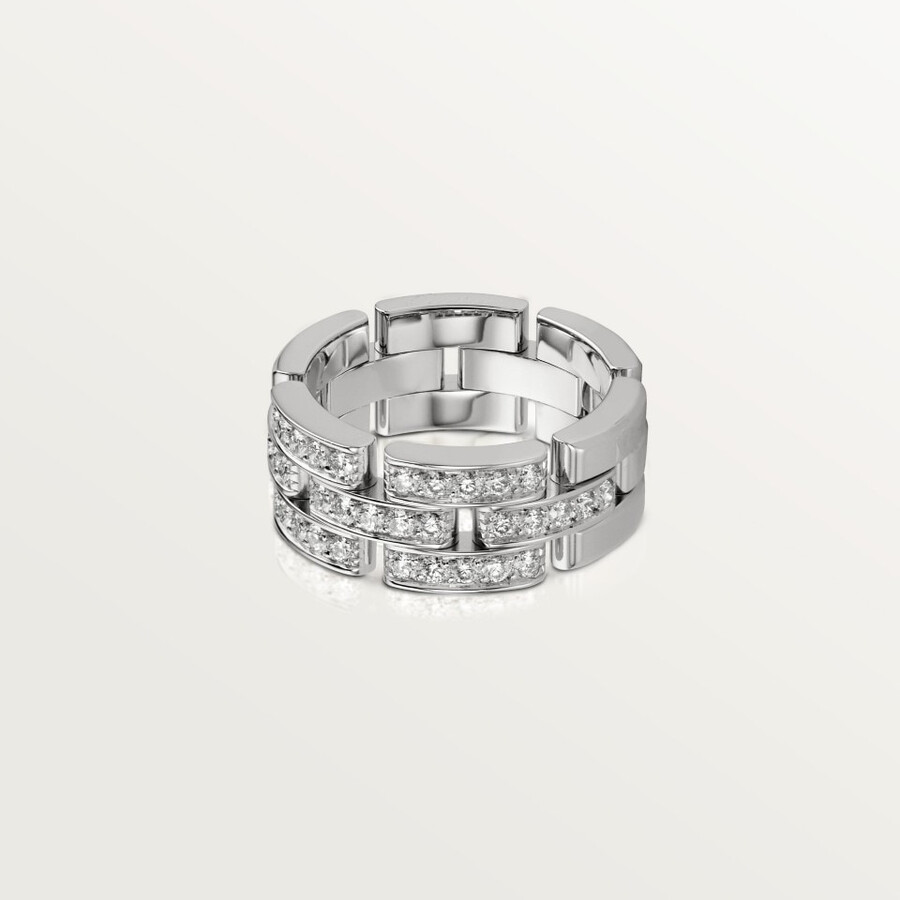 maillon panthère ring triple row half-paved