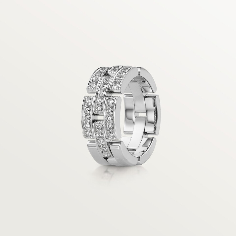 maillon panthère ring triple row half-paved