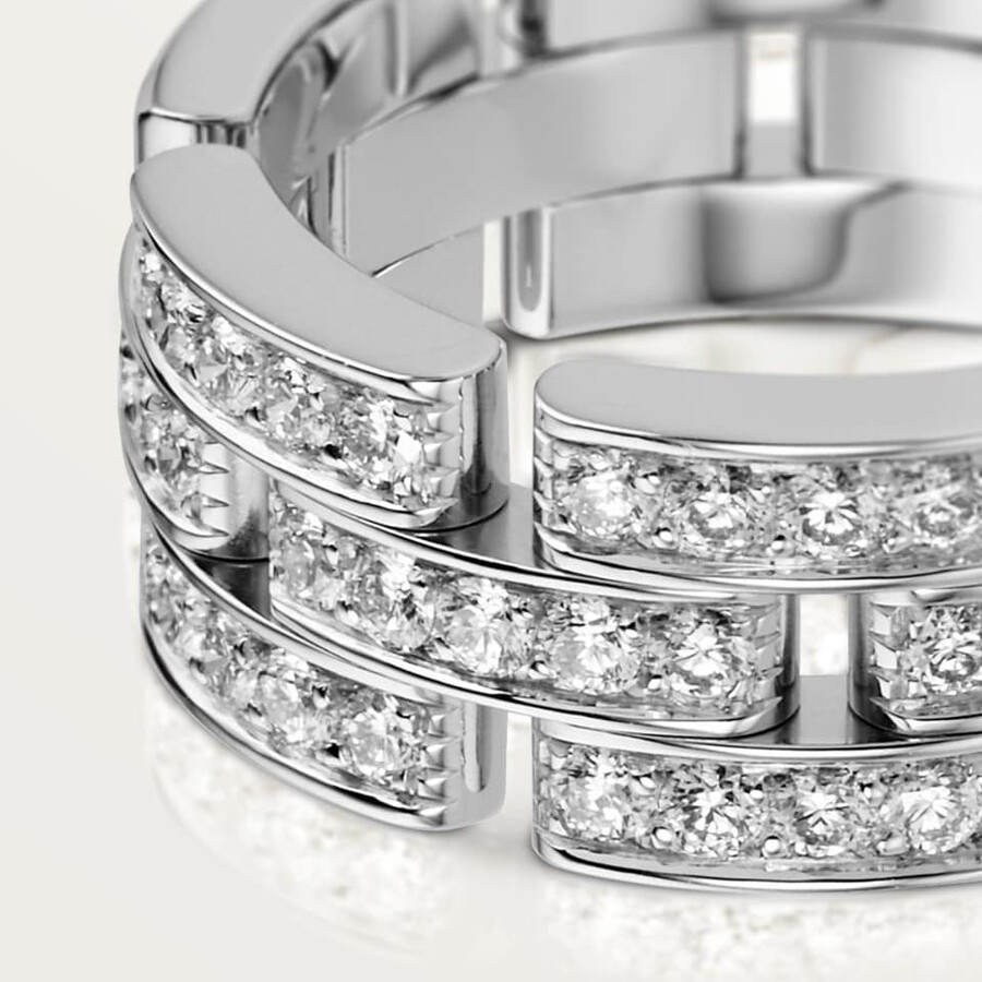 maillon panthère ring triple row half-paved