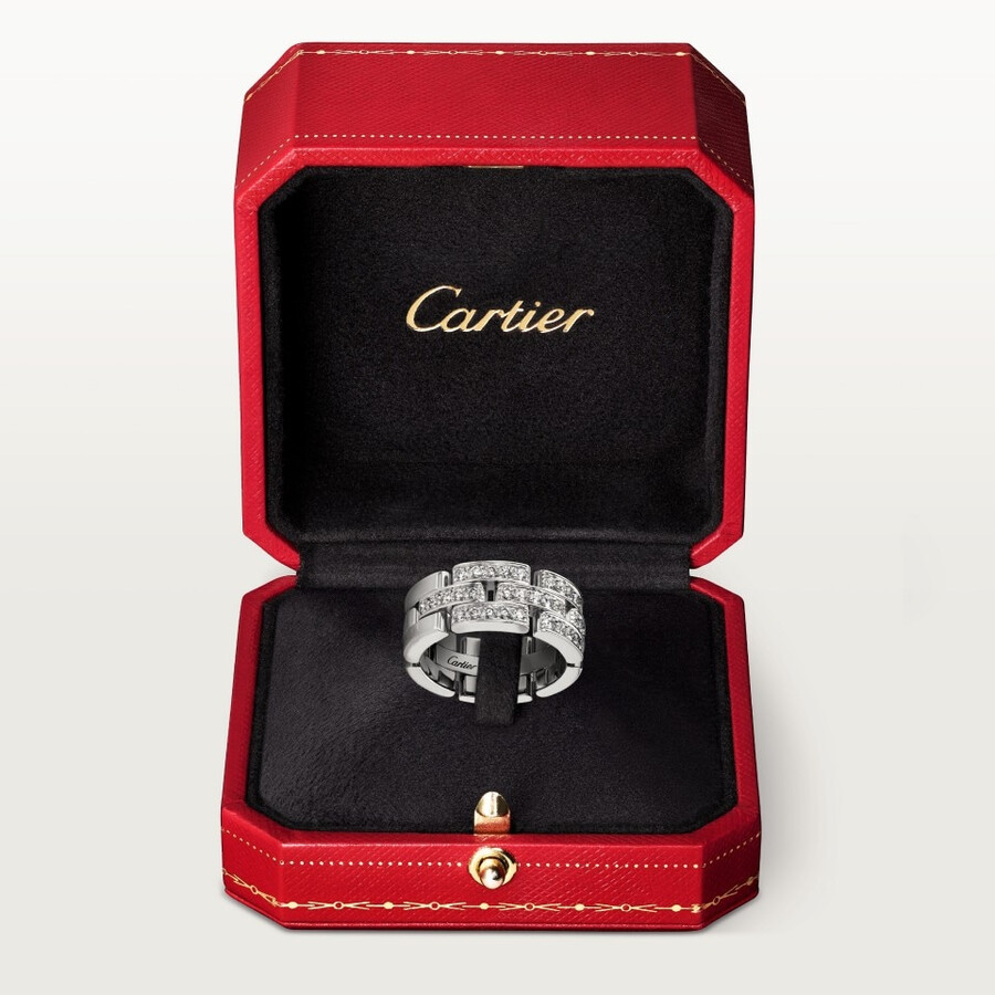 maillon panthère ring triple row half-paved