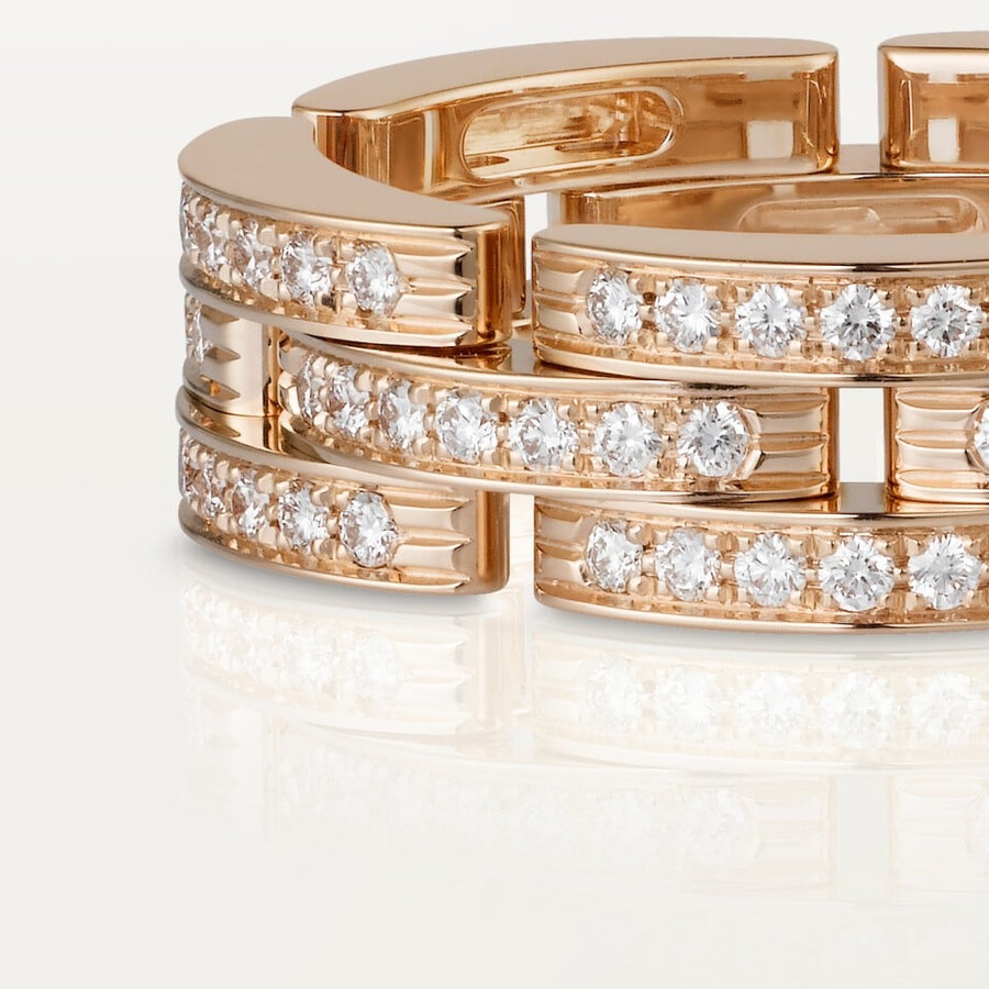 maillon panthère ring triple row paved