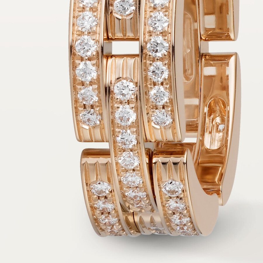 maillon panthère ring triple row paved