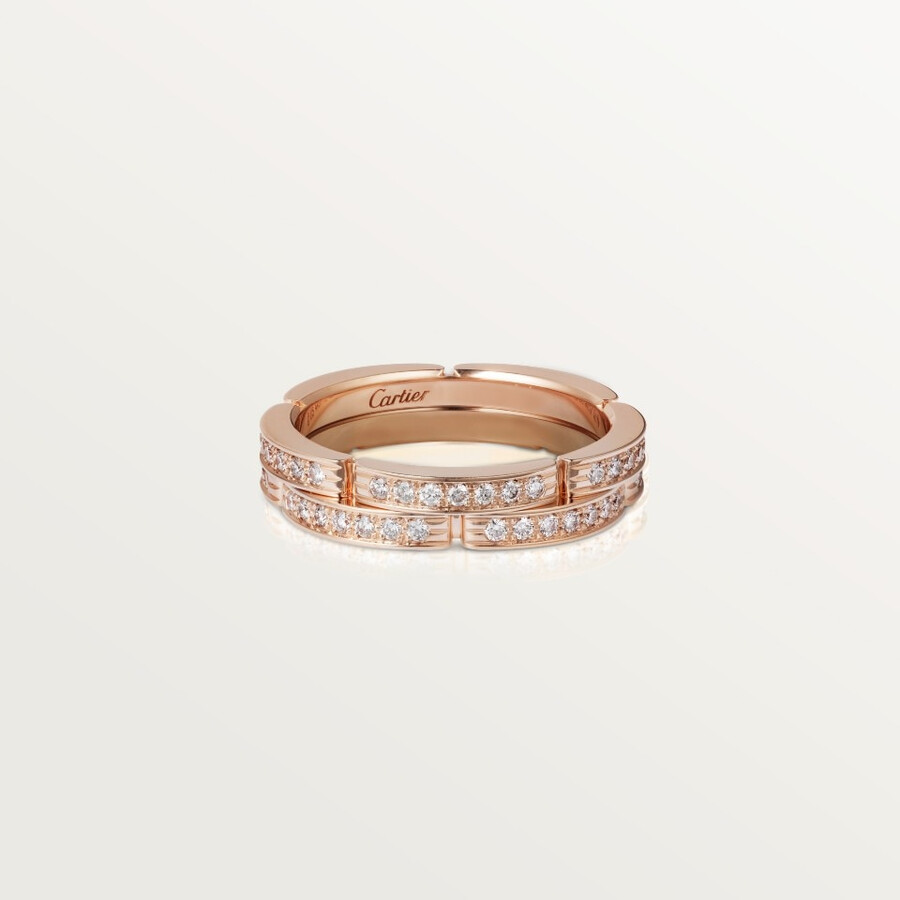 maillon panthère wedding band double row half-paved