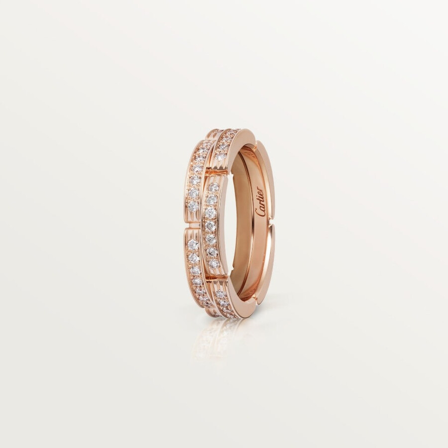 maillon panthère wedding band double row half-paved
