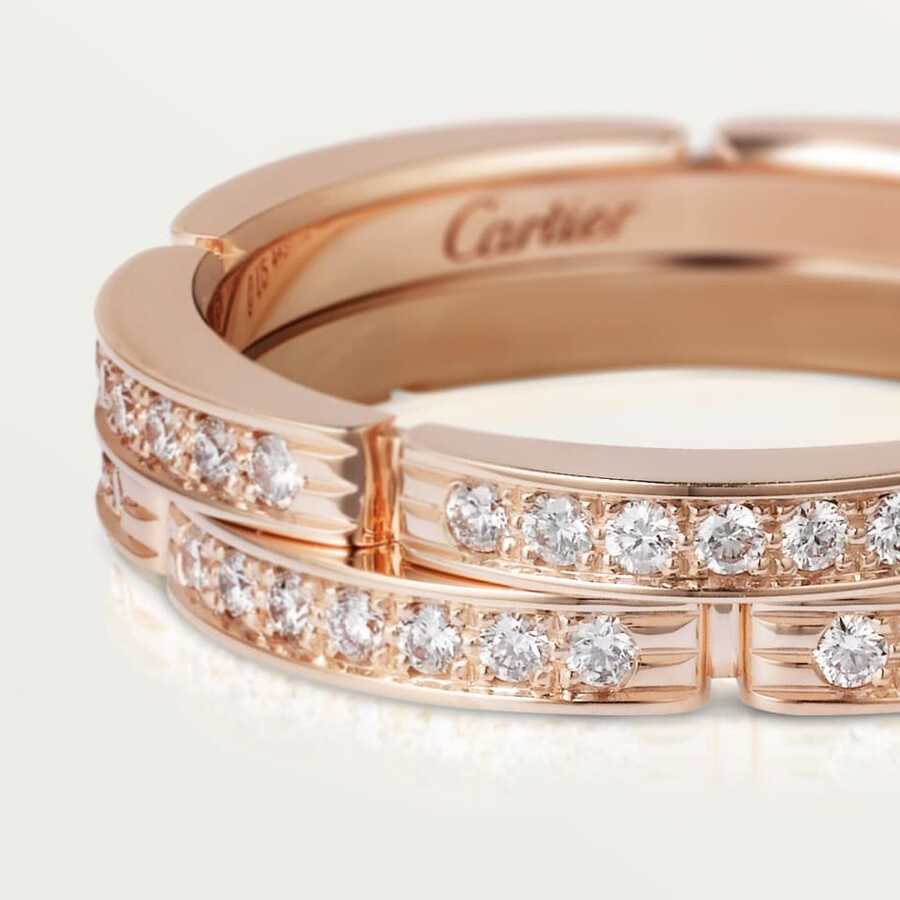 maillon panthère wedding band double row half-paved