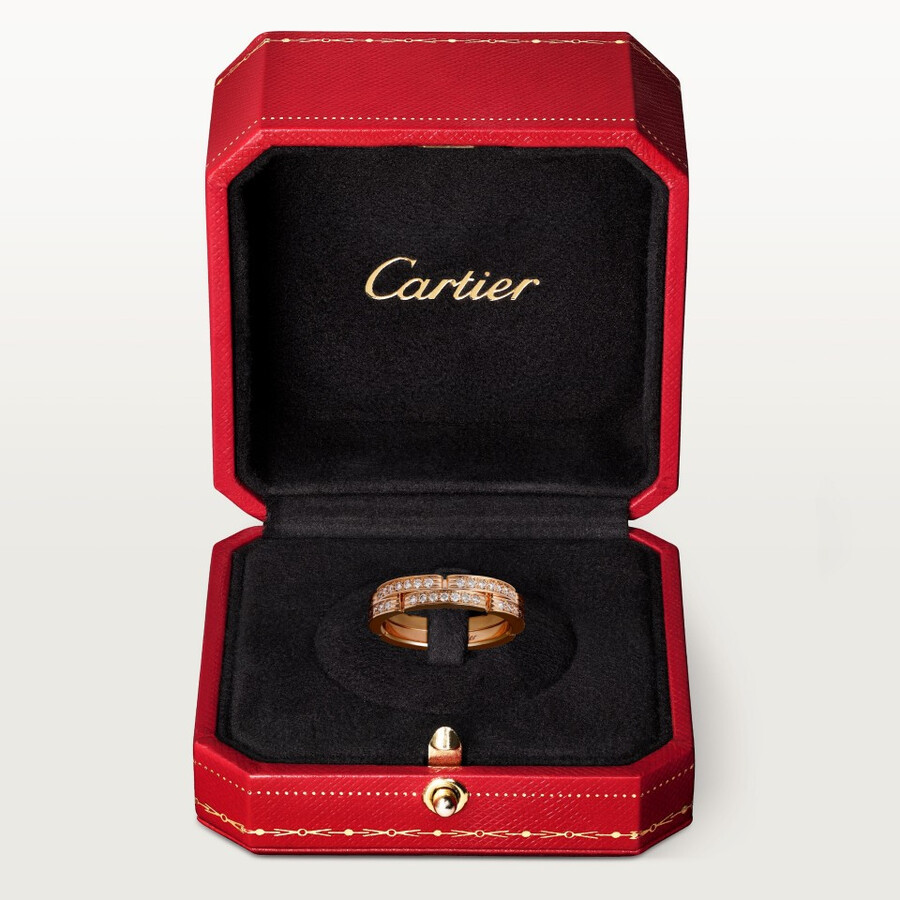 maillon panthère wedding band double row half-paved